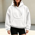 thumbnail image 1 of CAIVO Women Pet Carrying Hoodie Oversized Fuzzy Pullover With Dog Pouch Long Sleeve Drawstring Warm Casual Winter Tops Breathable Streetwear, 1 of 8