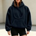 thumbnail image 1 of CAIVO Women Pet Carrying Hoodie Oversized Fuzzy Pullover With Dog Pouch Long Sleeve Drawstring Warm Casual Winter Tops Cozy Streetwear, 1 of 8