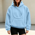 thumbnail image 1 of CAIVO Women Pet Carrying Hoodie Oversized Fuzzy Pullover With Dog Pouch Long Sleeve Drawstring Warm Casual Winter Tops Soft Streetwear, 1 of 8