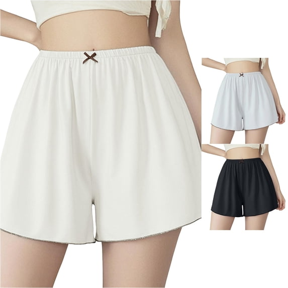 CAIVO Women Plus Size Silk Stain Pajama Shorts Bottoms With Pockets Sleep Shorts Soft Shorts Vacation Summer Outdoor Casual Solid Color Bottoms