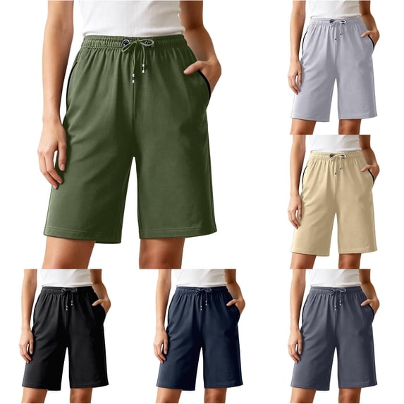 CAIVO Women Plus Size Summer Beach Shorts Plus Size Casual Knee Length Loose Fit Bottoms Simple Outdoor Work Solid Color Bottoms