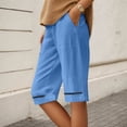 thumbnail image 1 of CAIVO Women Shorts Linen Knee Length Shorts Casual Loose Lightweight Summer Beach Shorts With Pockets Relaxed Fit Outdoor Work Solid Color Bottoms, 1 of 3