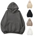 thumbnail image 1 of CAIVO Women Solid Color Basic Loose Hoodie Sweatshirt Long Sleeve Pocket Drop Shoulder Pullovers Tops Soft Streetwear, 1 of 6
