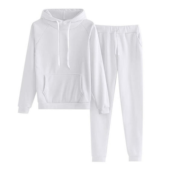 CAIVO Women Solid Color Hooded Sweatshirt Pants Outfits Sets Tracksuits Long Sleeve Sweatsuit Sports Suits Trendy Streetwear