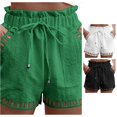 thumbnail image 1 of CAIVO Women Solid Color Thin Hollow Out Design Pocket Tight Waist Shorts Versatile Summer Outdoor Leisure Casual Bottoms, 1 of 5