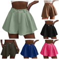 thumbnail image 1 of CAIVO Women Stretchy High Waisted Pleated Wide Leg Shorts With Pockets Holiday Summer Outdoor Leisure Casual Solid Color Bottoms, 1 of 5