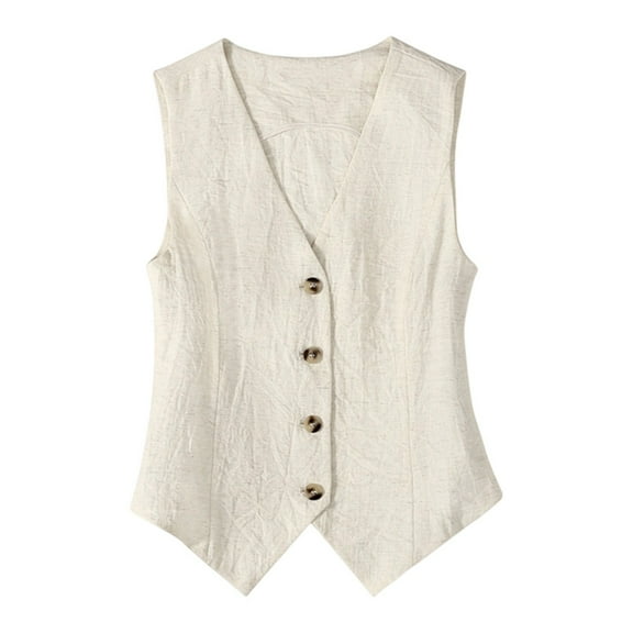 CAIVO Women Summer Vests Tanks Linen Style Sleeveless Tops Slim Fit And Elegant Design For Casual And Formal Occasions Solid Color Soft Dailywear