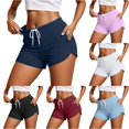 thumbnail image 1 of CAIVO Women Summer Workout Sweat Shorts Cute Low Rise Mini Shorts With Drawstring And Pockets Sleepwear Stylish Outdoor Casual Solid Color Bottoms, 1 of 5