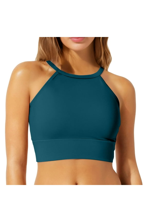 Women Swim Bikini Top High Neck Bathing Suit Top Swimwear Boho Beach Vacation Summer Swim Wear