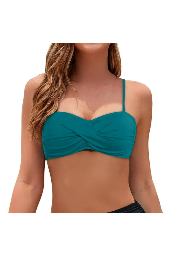Women Swimwear Bandeau Bikini Top Strapless Swimsuit Top Soft Beach Vacation Summer Swim Wear