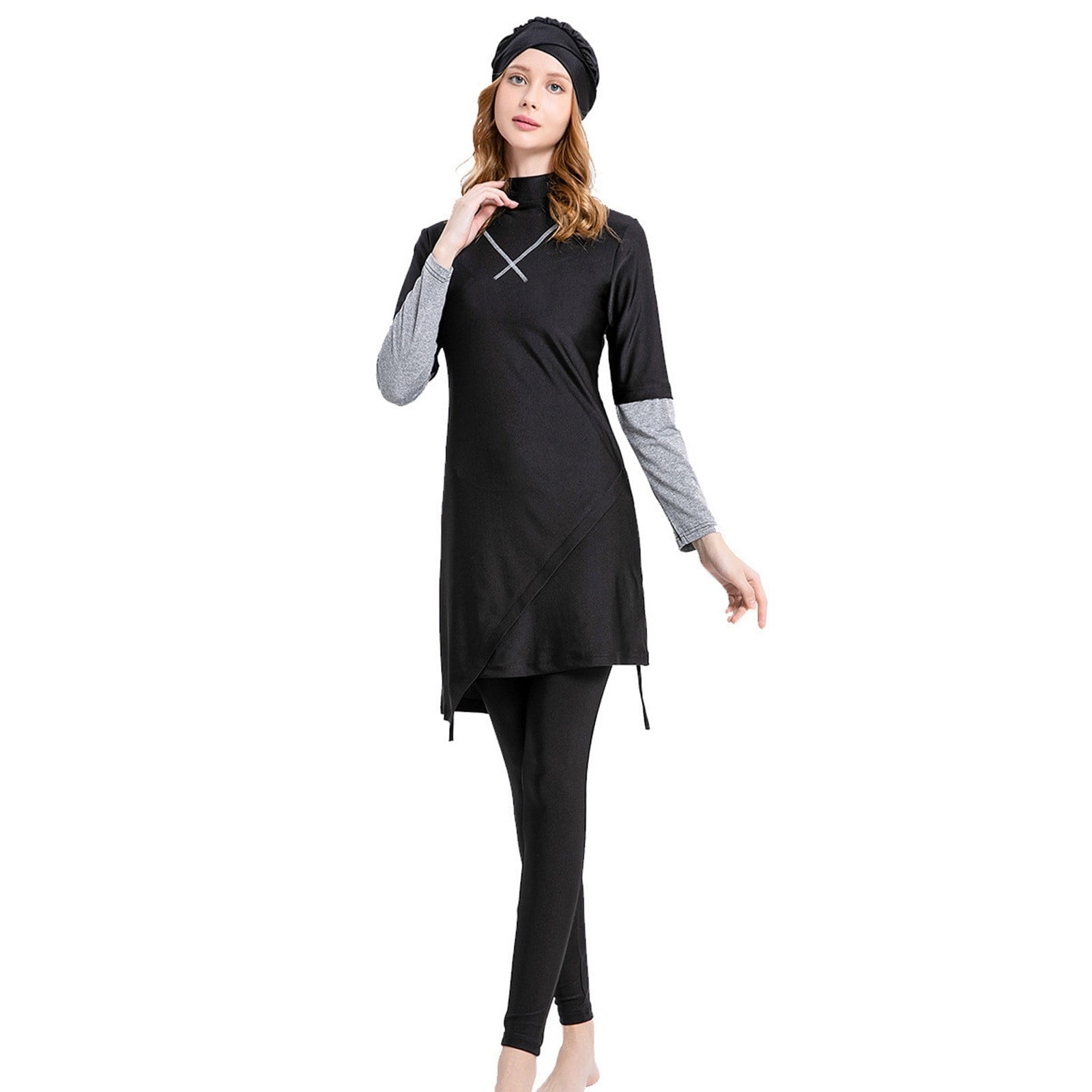 Women's Fashion Conservative Printed Long Sleeve One-piece Swimsuit