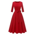 thumbnail image 1 of CAIVO Women Trendy Summer Casual Dress For Everyday Wear Round Neck Design Party Wedding Solid Color Bowknot Dresses Stylish Sundress, 1 of 2