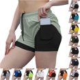 thumbnail image 1 of CAIVO Women Workout Two Layer Lined Athletic Shorts Breathable Loose Fit Training Bottoms For Running Basketball Gym And Casual Wear Versatile Summer Outdoor Work Solid Color Bottoms, 1 of 5