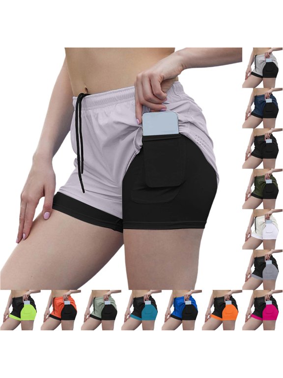 Women Workout Two Layer Lined Athletic Shorts Loose Fit Training Bottoms For Running Basketball Gym And Casual Wear Breathable Summer Outdoor Work Solid Color Bottoms