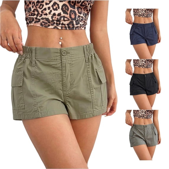 CAIVO Women Workout Utility Shorts Green With Elastic Waist And Pockets Breathable Stretchy Dance And Sport Short Mid Length Cozy Summer Outdoor Casual Solid Color Bottoms