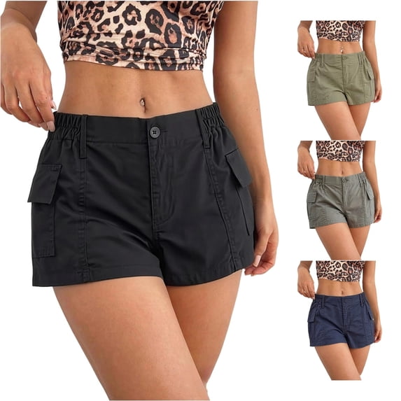 CAIVO Women Workout Utility Shorts Green With Elastic Waist And Pockets Breathable Stretchy Dance And Sport Short Mid Length Vacation Summer Outdoor Casual Solid Color Bottoms