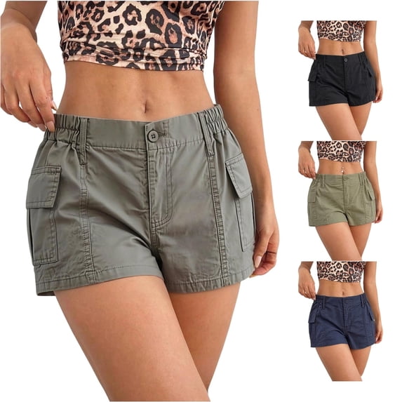 CAIVO Women Workout Utility Shorts Green With Elastic Waist And Pockets Breathable Stretchy Dance And Sport Short Mid Length Versatile Summer Outdoor Casual Solid Color Bottoms
