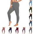 thumbnail image 1 of CAIVO Women Yoga High Waisted Legging Full Length Yoga Leggings Plus Size Soft Stretchy Workout Pants Tummy Control Athletic Running Compression Leggings Solid Color Fitness Trousers , Light Gray, 1 of 4
