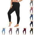 thumbnail image 1 of CAIVO Women Yoga High Waisted Legging Full Length Yoga Leggings Plus Size Soft Stretchy Workout Pants Tummy Control Athletic Running Compression Leggings Solid Color Fitness Trousers , Black, 1 of 4