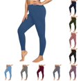 thumbnail image 1 of CAIVO Women Yoga High Waisted Legging Full Length Yoga Leggings Plus Size Soft Stretchy Workout Pants Tummy Control Athletic Running Compression Leggings Solid Color Fitness Trousers , Blue, 1 of 4
