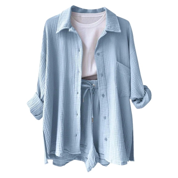 CAIVO Women's Casual Long Sleeve Shirt With Side Slits And Pocket Versatile Basic Tops For Spring Summer Blouse Fall Everyday Wear Beach Date Breathable Solid Color Back To School Dailywear