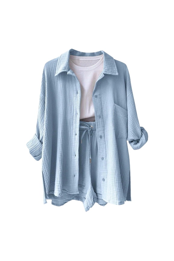 Women's Casual Long Sleeve Shirt With Side Slits And Pocket Versatile Basic Tops For Spring Summer Blouse Fall Everyday Wear Beach Date Relaxed Fit Solid Color Back To School Dailywear