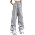 thumbnail image 1 of CAIVO Women's Solid Color Fashion Sport Pants High Waisted Drape Work Pants Loose And Casual Pants Slacks Trousers Chic Streetwear, 1 of 7