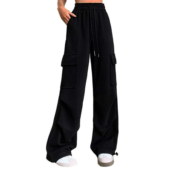 CAIVO Women's Solid Color Fashion Sport Pants High Waisted Drape Work Pants Loose And Casual Pants Slacks Trousers Classic Streetwear
