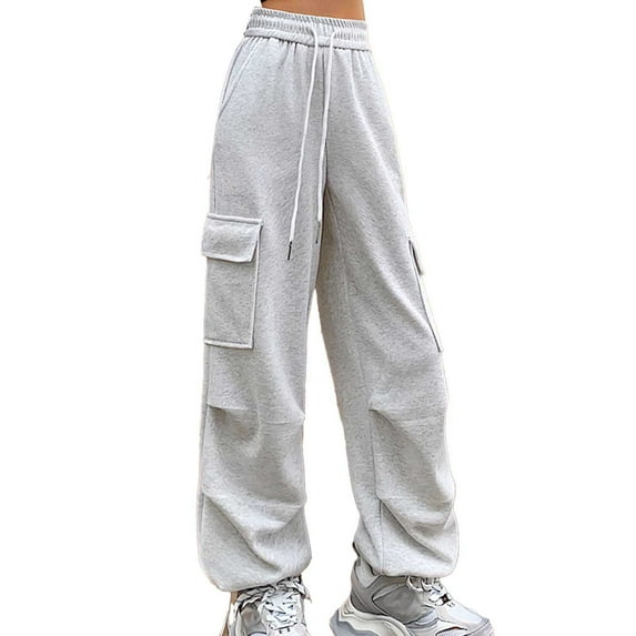 CAIVO Women's Solid Color Fashion Sport Pants High Waisted Drape Work Pants Loose And Casual Pants Slacks Trousers Trendy Streetwear