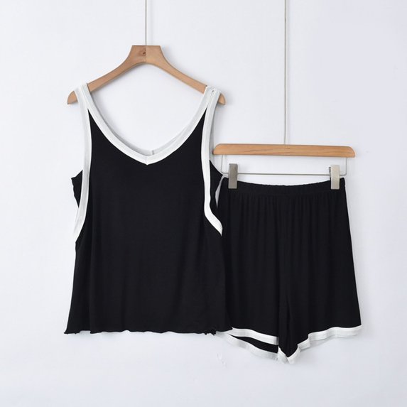 CAIVO Women's Summer Wear Pajamas Set 2 Piece Casual Tops With Shorts Set Soft Classic Homewear