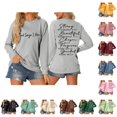 thumbnail image 1 of CAIVO Women's Winter Fashion Sweatshirt Festive Letter Printed Round Neck Tops Long Sleeve Pullover Lightweight Cozy Fall Streetwear, 1 of 4