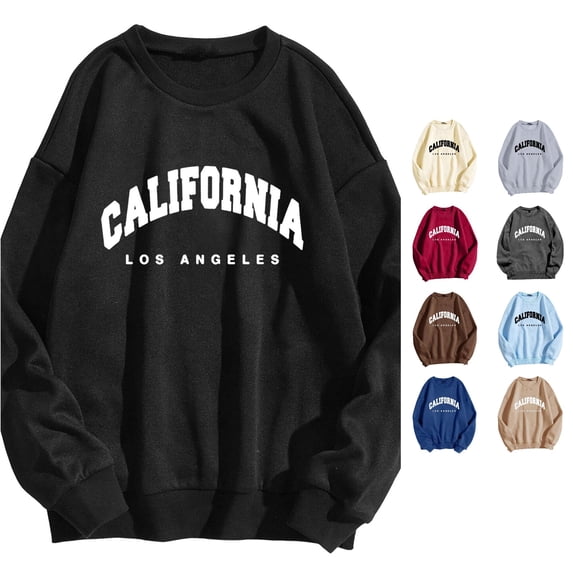 CAIVO Womens Casual Long Sleeve Graphic Letter Sweatshirt Crew Neck Pullover Tops For Women Breathable Streetwear