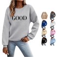 thumbnail image 1 of CAIVO Womens Crew Neck Sweatshirts Casual Long Sleeve Graphic Letter Printed Shirts Pullover Tops For Women Breathable Stretch Fall Streetwear, 1 of 5