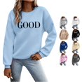 thumbnail image 1 of CAIVO Womens Crew Neck Sweatshirts Casual Long Sleeve Graphic Letter Printed Shirts Pullover Tops For Women Lightweight Cozy Fall Streetwear, 1 of 6
