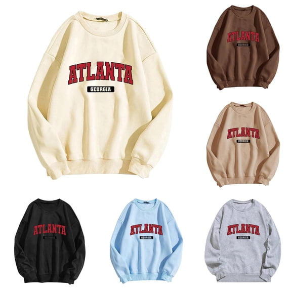 CAIVO Womens Crew Neck Sweatshirts Casual Long Sleeve Graphic Letter Printed Shirts Pullover Tops Holiday Fall Streetwear