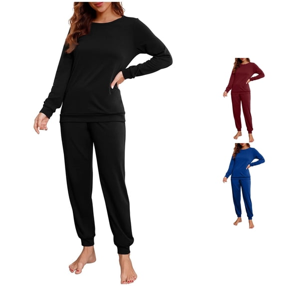 CAIVO Womens Pajama Set Long Sleeve Tops Pants Sleepwear Nightwear Soft Sets With Pockets Comfort Homewear