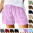 thumbnail image 1 of CAIVO Womens Plus Size Shorts Casual Summer Beach Drawstring Shorts With Pockets Loose Cute Vacation Trendy Clothes Simple Outdoor Work Solid Color Bottoms, 1 of 7