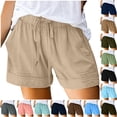thumbnail image 1 of CAIVO Womens Plus Size Shorts Casual Summer Beach Drawstring Shorts With Pockets Loose Cute Vacation Trendy Clothes Versatile Outdoor Work Solid Color Bottoms, 1 of 7