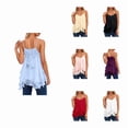 thumbnail image 1 of CAIVO Womens Tank Tops Spaghetti Strap Ruffle Trim V Neck Casual Summer Versatile Solid Color Classic Sleeveless Flowy Beach Tiered Camisole Top, 1 of 7