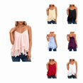 thumbnail image 1 of CAIVO Womens Tank Tops Spaghetti Strap Ruffle Trim V Neck Casual Summer Versatile Solid Color Classic Sleeveless Flowy Beach Tiered Camisole Top, 1 of 7