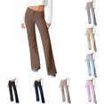 thumbnail image 1 of CAIVO Yoga Pants Women Workout High Waist Athletic Gym Pilates Leggings Stretch Solid Color Running Fitness Trousers , Coffee, 1 of 7