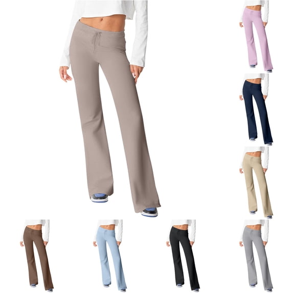 CAIVO Yoga Pants Women Workout High Waist Athletic Gym Pilates Leggings Stretch Solid Color Running Fitness Trousers , Khaki