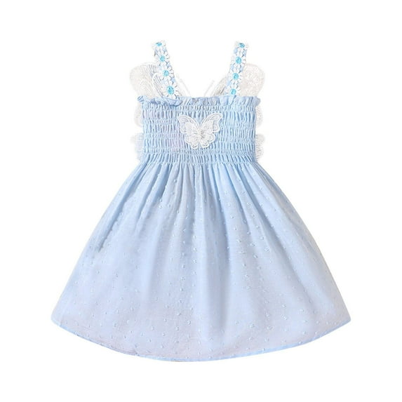 CAIXAI Girls Party Dress Boho Dress Spaghetti Strap Adorable Sleeveless Dress for Little Girls Playful and Comfortable Summer Outfit