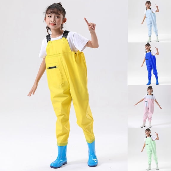 CAIXAI Kids Chest Wader with Non-Slip Boots,Youth Fishing Hunting Waterproof Waiters, Children Boys Girls Breathable Waders