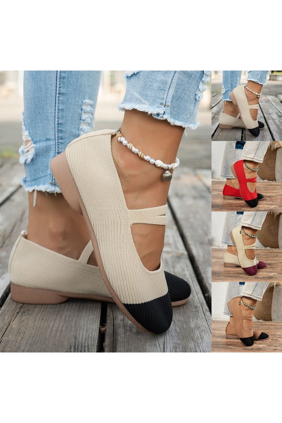 CAIXAI Low Top Walking Shoes Orthopedic Dress Shoes for Women Lightweight Knit Upper Embroidery White Sneakers for Women Slip on Arch Support Mary Jane Shoes Hands Free Foam Shoes