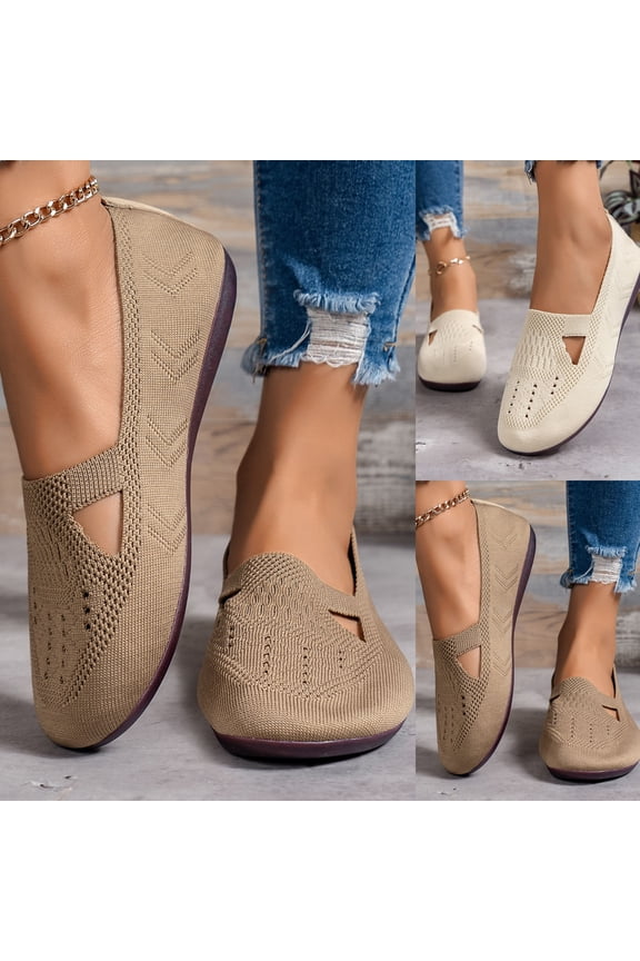 CAIXAI Low Top Walking Shoes Orthopedic Dress Sneakers Women Classic Mesh Knitted Woven Platform Sneakers Non-Slip Sole Arch Support Platform Mary Janes Hands-Free Sock Shoe