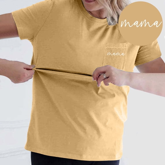CAIXAI Maternity Shirts For Women Irregular Tie Dye Hem Tee Shirt Casual Short Sleeve Crew Neck Basic Nursed T Shirt Top Breastfeeding