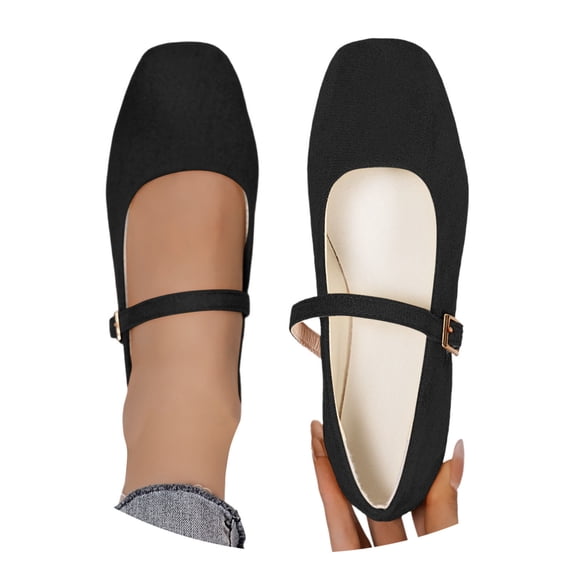 CAIXAI Mesh Flats For Women Womens Square Toe On Ballet Comfortable Breathable Casual Shoes Lightweight Soft Sole