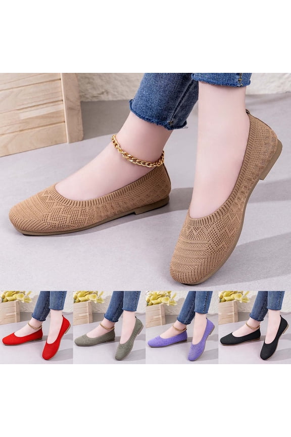 CAIXAI Walking Shoes Women Orthopedic Dress Shoes for Women Comfortable Mesh Knitted Womens Sneakers Non-Slip Sole Adjustable Upper Mary Jane Flats Hands-Free Sports Shoes