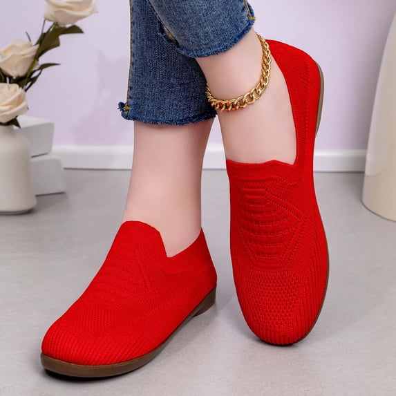 CAIXAI Walking Shoes for Women Orthopedic Dress Shoes for Women Lightweight Knit Upper Embroidery White Sneakers for Women Walking Anti-Skid Adjustable Upper Mary Jane Flats Hands-Free Barefoot Shoe